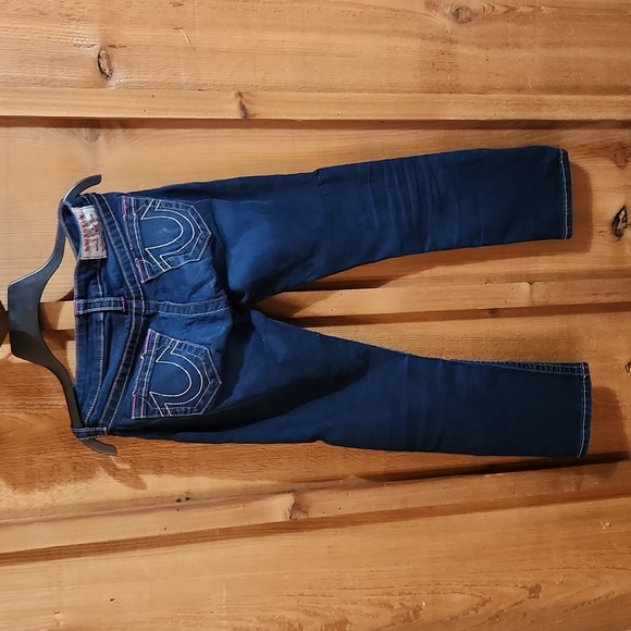 TRUE Religion Capris Dark Wash Stretch Denim Women's 28 Contrast Stitch - Picture 1 of 8